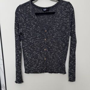 Almost Famous Charcoal Button-Up Cardigan
